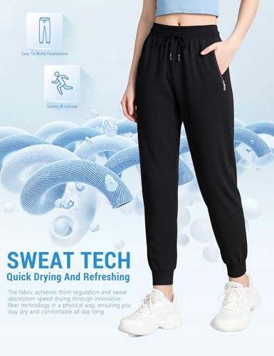 Image of Venzina Women's High Waist Straight Leg Pants, Lightweight Quick-Dry & ICY Cool Trousers for Business Casual, Office. Travel, Work, Elegant Comfort Everyday