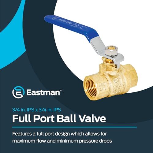 Image of Eastman 1 /2 Inch IPS Heavy Duty Full Port Ball Valve, Brass Plumbing Fitting, 20045LF