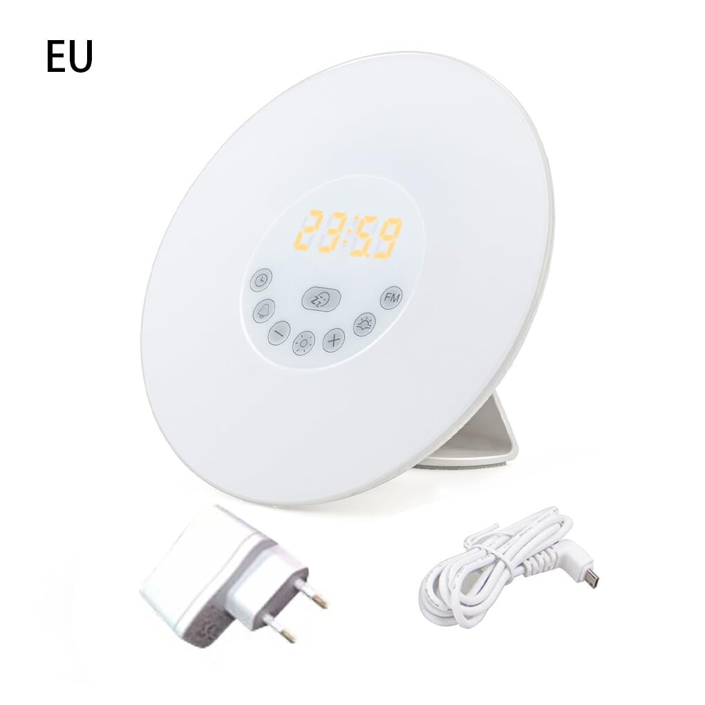 Inicio del día con luz de Amanecer simulada Despertador 30 Minutos Antes de la Alarma Luz de Despertador con luz Solar ABS Despertador de Amanecer