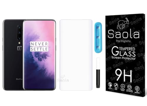 Image of Saola Curved UV Tempered Glass For OnePlus 7 Pro. Comes With UV Light & Glue For Finest Pasting. Edge To Edge Protection With Case Friendly Fit. (Pack Of 1)