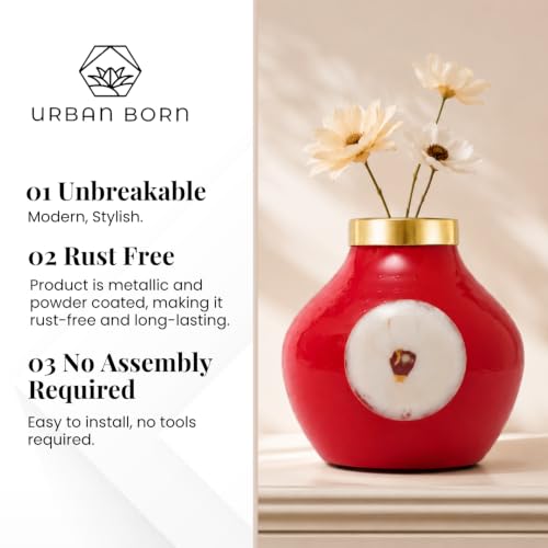 Image of Urban Born Decorative Vases | Living Room Dining Table | Home Decor Vases| Flower Vases| Vase Sets and Shelf Decor | (Wine 15 X 15 X 15 CM)