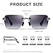 SUNGAIT Rimless Rectangle Sunglasses Square Frameless Shades for Men Women Y2K Vintage Retro UV Protection (Silver/Grey Gradient Lens)