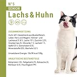 catz finefood Senior N°05 Lachs & Huhn Katzenfutter nass - Premium Nassfutter für Ihre Senior Katze - getreidefrei, ohne Zucker, hoher Fleischanteil, Vitamine & Mineralien (6 x 200g Dose)