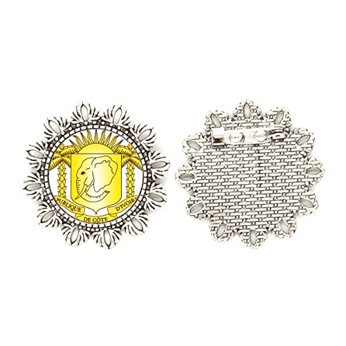 Broche de plata de flores Coate d'Ivoire mediano, joya floral para solapa