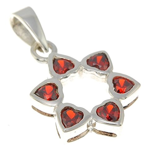 Pendentif étoile de David rouge et collier argent 925 sterling pour femme