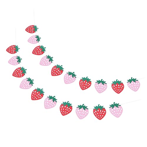 Bannière anniversaire fraise et décorations suspendues légères pour fêtes - 2