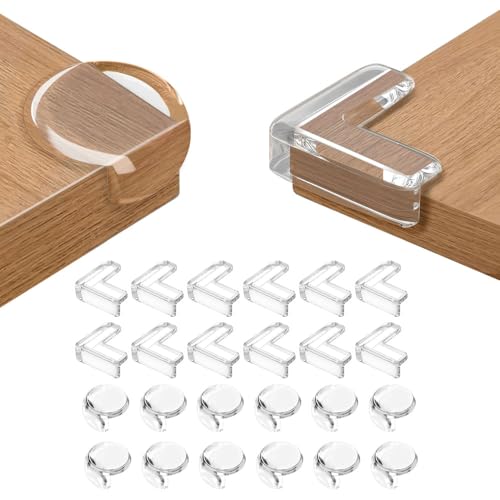 Image of Table Corner Protectors for Kids, 24pcs Soft and Safe Edge Protection Silicone Baby Proofing Corners, Child Safety Clear Edge & Corner Guards for Furniture Against Sharp Corners