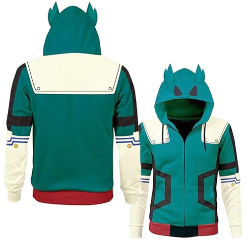 BIUTEY Anime Mha Hoodie and Sweatpants Midoriya Izuku Cosplay Hooded Pullover Sweatsuit Jogger Men's Tracksuits 2 Piece Set2