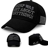 Jixrenda 45-47 Baseball Cap Trucker Hat Sports Hat Embroidered with Trump was Right About Everything and USA Flag for Mens Women Dad Mom, Adjustable Strap Closure Black
