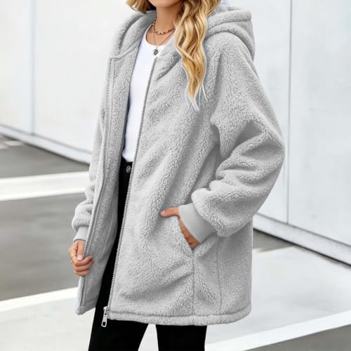 VXRDJU Girls Fleece Jacket Oversized Sherpa Zip Up Hooded Outwear - image 5