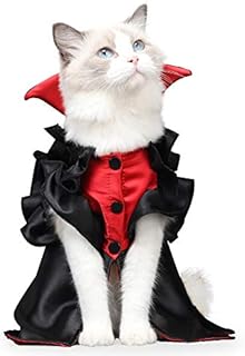 Hipetime Halloween Cat DOG Costume Vampire Cape, Pet Costume for Cats and Small Dogs Cosplay Party,Cat Outfit Clothes for Halloween Party Decoration (Halloween, M)