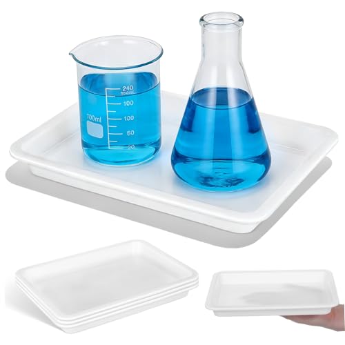 PRETYZOOM 4Pcs Laboratory Plastic Trays Acid Alkali Resistant Leakproof Sample Pans for Chemical Experiments Educational and Industrial Use