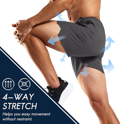 Image of Haimont 5 Inch Mens Dry Fit Running Athletic Shorts with Pockets, Water Resistant Lightweight Gym Workout Exercise Shorts