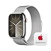 Apple Watch Series 9 [GPS + Cellular 45mm] Smartwatch with Silver Stainless Steel Case with Silver Milanese Loop with AppleCare+ (2 Years)