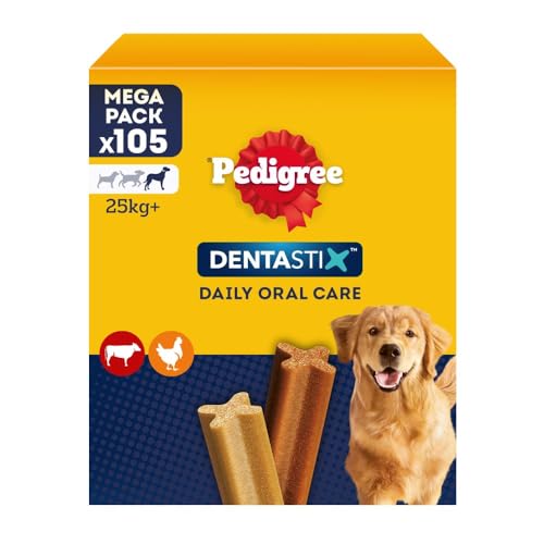 Pedigree Dentastix Snack per la Igiene Orale (Cane Grande +25 kg), 270 g 105 Pezzi - 15 Confezioni da 7 Pezzi (105 Pezzi totali)