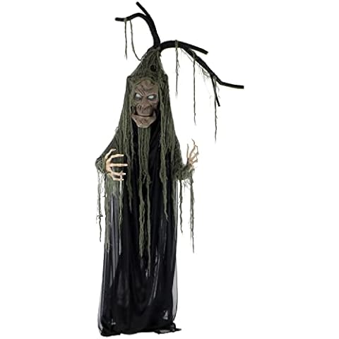 Haunted Hill Farm Life-Size Haunted Talking Tree Halloween Animatronic with Moving Mouth, Lights and Sound, Touch Activated and Battery Operated Indoor or Covered Outdoor Halloween Decorations Cover