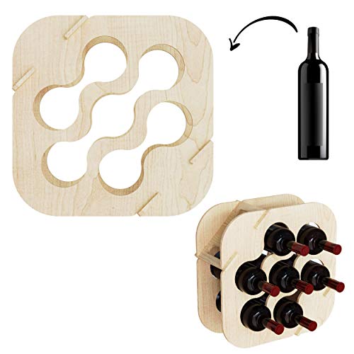 Cemab Waves Étagère à vin en bois pour 7 bouteilles de vin Design moderne pour maison, bar et locaux