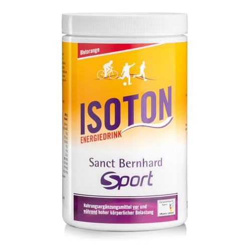 Sanct Bernhard Sport Isoton-Energiedrink Blutorange | 900 g | Elektrolyt-Getränkepulver mit kurz- & mittelkettigen Kohlenhydraten | Laktose- & glutenfrei | Vegan | Deutsche Produktion & laborgeprüft