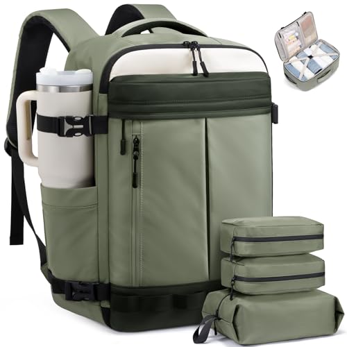 LOVEVOOK 50L Travel Backpack for Women Men, Airline Approved Carry On Luggage with 3 Cubes Accessories, TSA Personal Item Travel Cruise Essentials, Waterproof Weekender Overnight Bags fits 17" Laptop