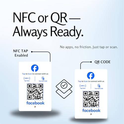 Image of Facebook Standee with NFC & QR Code | Acrylic Standee for Page Visits, Reviews & Follows | Configure via Dashboard After Delivery | Social Media Desk Display