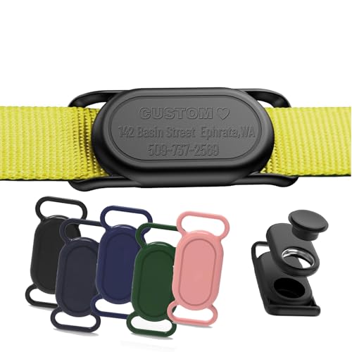 Custom Collar Case Holder for Galaxy SmartTag2, Personalized Waterproof Silicone Cover, 2 Pack for Pet Dog Cat Collars, Anti-Lost Holder Accessory Protective GPS Tracker Cover for Smart Tag