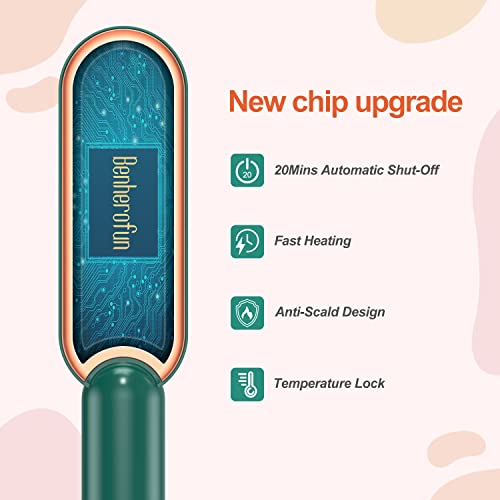 Hair Straightener Brush - Ionic Hair Straightener Comb With 3 Temperature Settings & Led Screen, 30S Fast Heating & Anti-Scald, Professional Women's Hairstyle Tools #TOP4