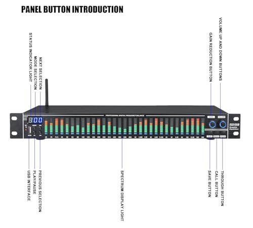 Image of kh Professional 31-Band Digital Audio Equalizer Rack Mount Stereo Graphic EQ with Real-Time Frequency Display Noise Reduction Spectrum Analyzer Studio & Live Sound Audio Processor