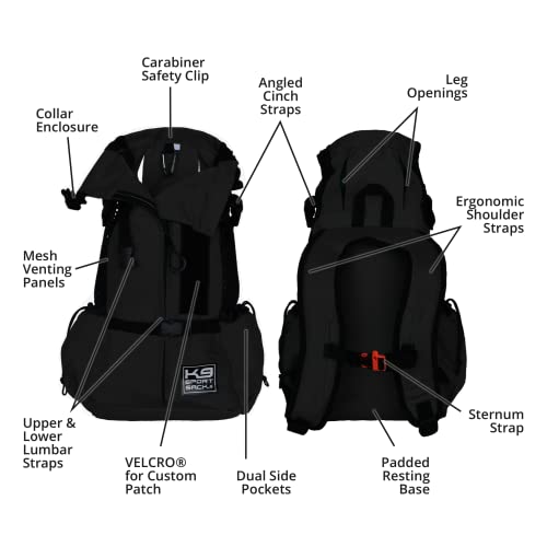 K9 Sport Sack | Adjustable Dog Carrier Backpack (Large, Air 2 - Jet Black)