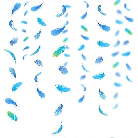 Decor365 Blue Feather Garland Kit for Home Wedding Party Decoration Elegent Hanging Decor Wedding Feathers Backdrop for Kids Room/Nursery/Baby Shower/Bridal Shower/Birthday/Engagement/Valentine's Day Cover