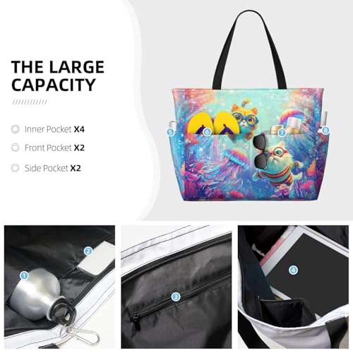 Bolso de playa grande impermeable para mujer con cierre miniatura 4