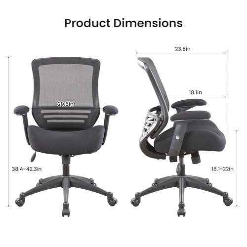 BOLISS 400lbs Mesh Ergonomic Super Soft Wide Cushion Office Computer Desk Chair Adjustable Arms(Black)