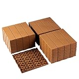 Famobay Plastic Interlocking Deck Tiles,Wood-Like Grain,Waterproof Outdoor Flooring All Weather Use, Patio Floor Decking Tiles for Porch Poolside Balcony Backyard (12