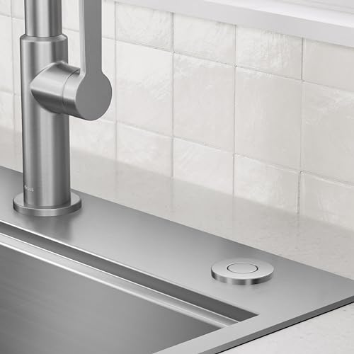 Image of KRAUS Garbage Disposal Air Switch Kit in Spot-Free Stainless Steel with Push Button, AC Adapter, Power Cord, and Air Tube Included, KWDA-200SFS
