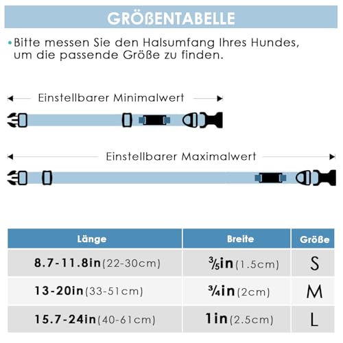 ThinkPet Intelligenter QR-Code Hundehalsband - Aus Nylon, Verstellbare Größe, Langlebig & Komfortabel, Echtzeit-Ortung mit Kontaktinformationen des Besitzers-Hellblau-Klein(Halsumfang:22-30cm)