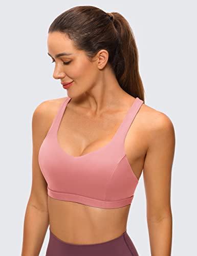 Image of CRZ YOGA Strappy V Neck Sports Bras | Medium Support, Removable Pads, Yoga, Brushed, Criss Cross Back, for Women