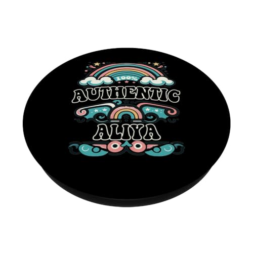 ALIYA 100% Authentic Cute Retro Girls ALIYA Name PopSockets Swappable PopGrip, Black - Image 2