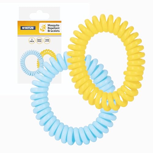 Status Mosquito Repellent Bracelets 2 Pcs, Deet Free, Adjustable Leather Band, Insect Repellent Bracelet, 300+ Hours Mosquito Repellent Protection Suitable for All Ages (SMOSQBAND2PK10)