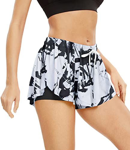 Idgreatim Women Flowy Shorts Black White Sweat Shorts For Summer Yoga Athletic Basketball Volleyball Shorts With Drawstring Xs #TOP25