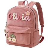 Personalized Toddler Corduroy Backpack for Girls，Custom Name Embroidered