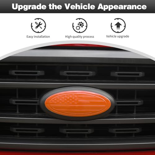 Image of CheroCar for F150 Emblem Cover Trim,Logo Back Badge Decoration Cover Trim Compatible with Ford F150 F-150,Orange