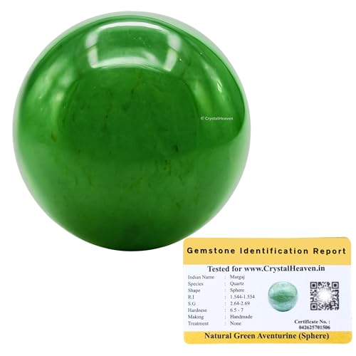 Image of Certified Dark Green Aventurine Crystal Ball for Meditation - Premium Crystal Vastu Items for Home and Feng Shui Items for Good Luck - Ideal for Pooja Supplies and Spiritual Practices (1 Inch)