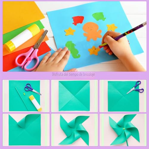 Miniatura 4 de 300 Hojas De Papel Origami 20 Colores, Folios De Colores 20 X 20 Cm, 15 X 15 Cm, 10 X 10 Cm, 70g M Cartulinas Colores, Papel Plegable Cuadrado De Doble Cara, Adecuado Para Manualidades
