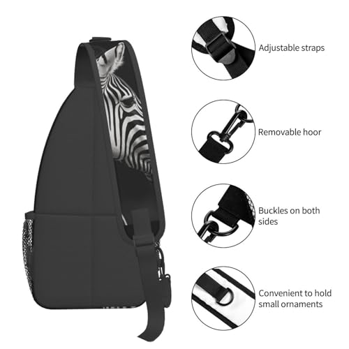 Bolso cruzado cebra negro y blanco para hombre y mujer miniatura 5
