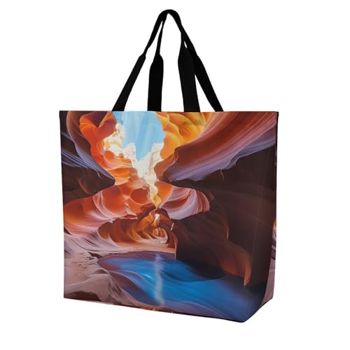 Women's Multi-Functional Shopping Bag，Antelope Canyon Printing Messenger Bag Shoulder Bag for Travel, Work, Shopping & Parties with Inner Pocket, Grocery Bag Lightweight & Water-Resistant