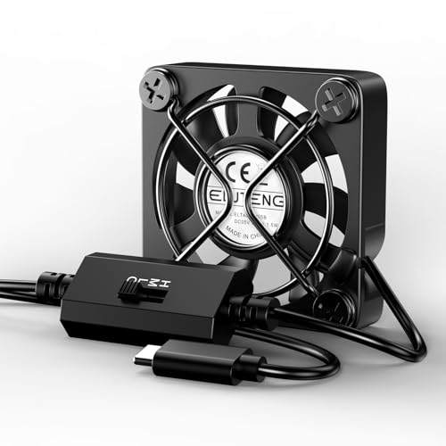 ELUTENG Ventilador USB C de 40 mm, 5 V, pequeño, con L/M/H, 3 velocidades ajustables, tipo C, ventilador de ordenador, ventilador de 4 cm, para ordenador portátil, PS4, TV Box, armario AV, router