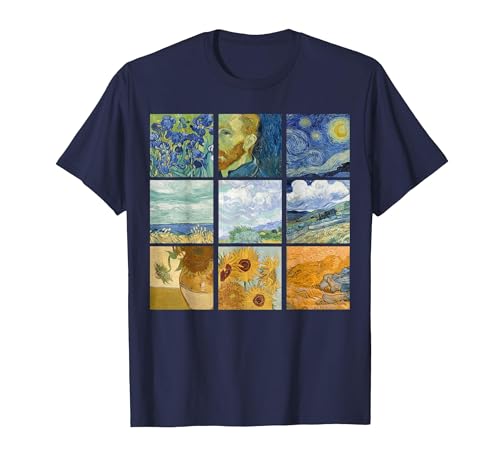 Image of Vincent Van Gogh – Famous Paintings T-Shirt, Men, Navy Blue, XX-Large