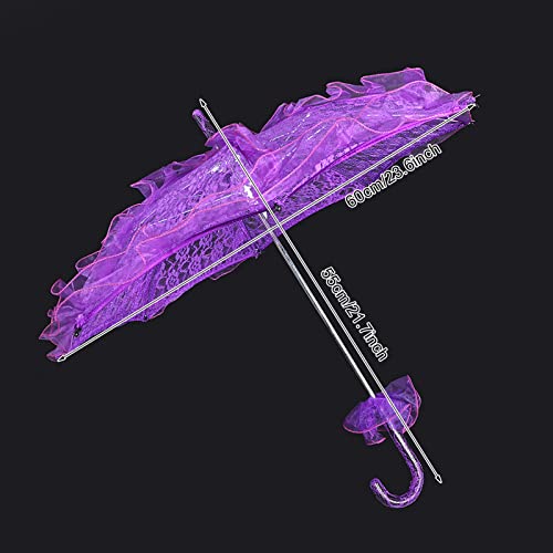 Fdit Bridal Lace Cotton Umbrella Parasol Costume For Wedding Parties Dancing Photography Prop(Purple) #TOP4