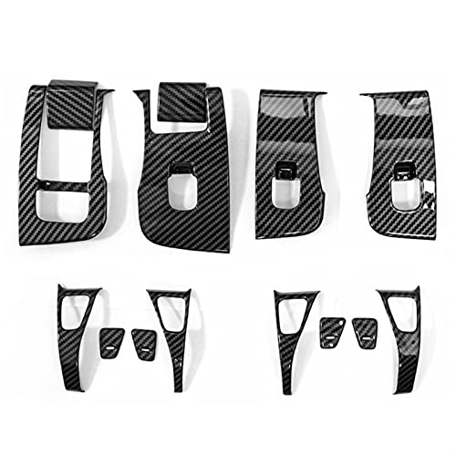 Clynex 14pcs Set Car Window Lifter Switch Button Frame Decoration Cover Sticker, for Tesla, Model 3 Y Car Interior Sticker Accessories Window Switch Trim Panel