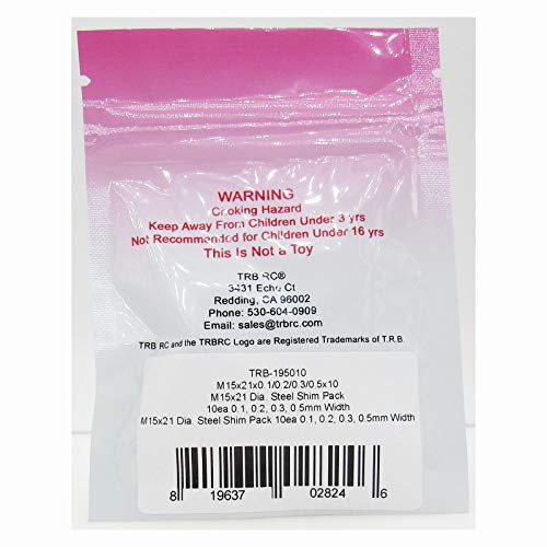 Trb Rc M15X21Mm Dia. Steel Shim Pack 10Ea 0.1, 0.2, 0.3, 0.5Mm Width #TOP1