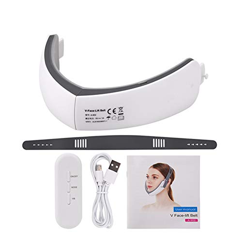 Preisvergleich Produktbild Elektrisches V-Förmiges Abnehmen Gesichtsmassagegerät LED-Therapie Vibration Gesichtsmassage Heben Anti-Falten 3 Modi Beauty Machine,Weiß
